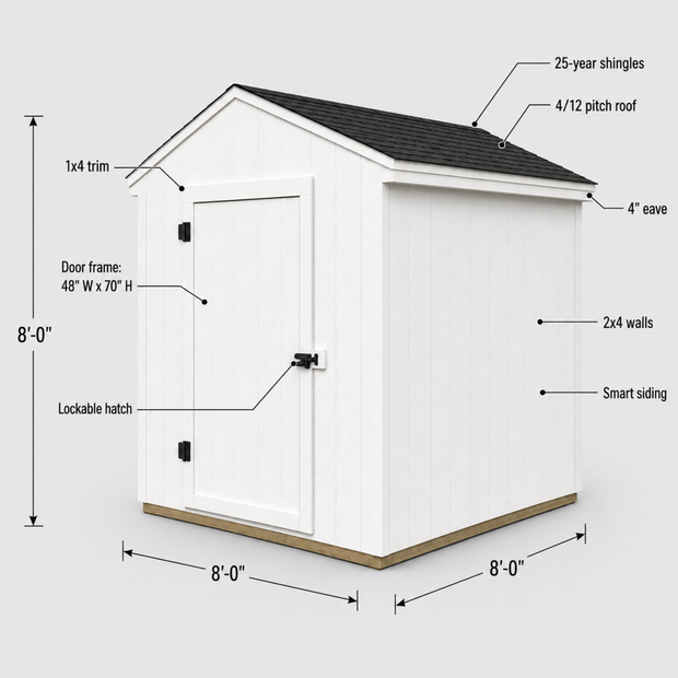 Wholesale 8’x8’ Storage Shed